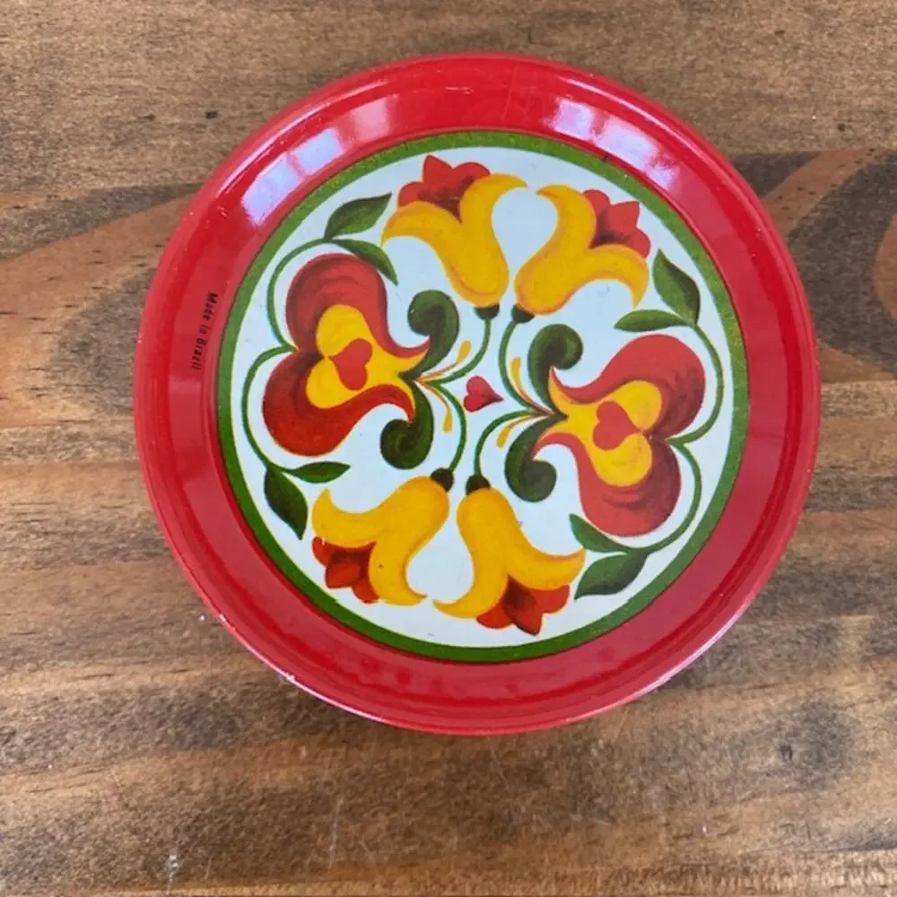 Vintage Set of Metal Coasters - Mid Century Look - made in Brazil